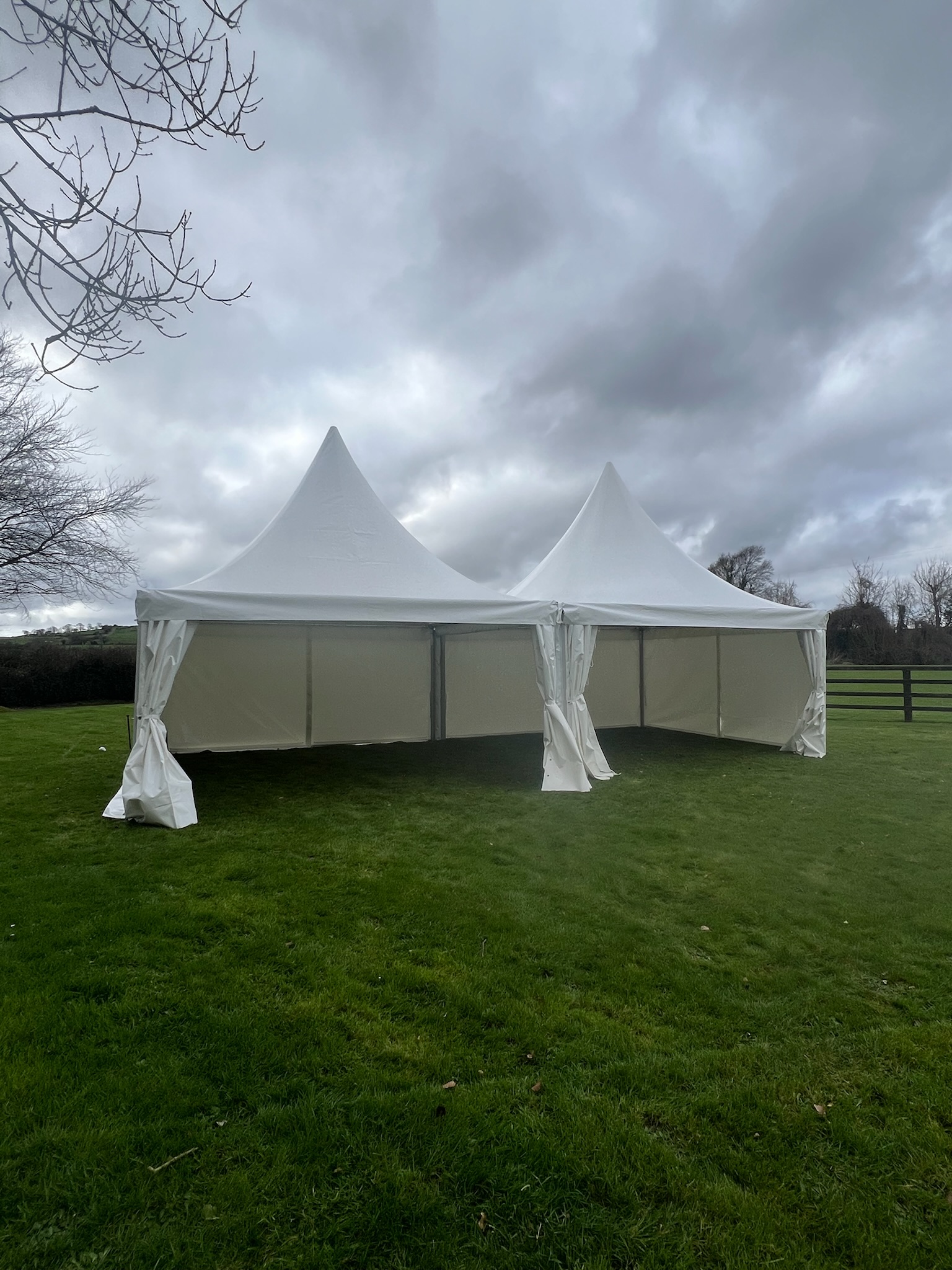 Double pagoda marquee party setup