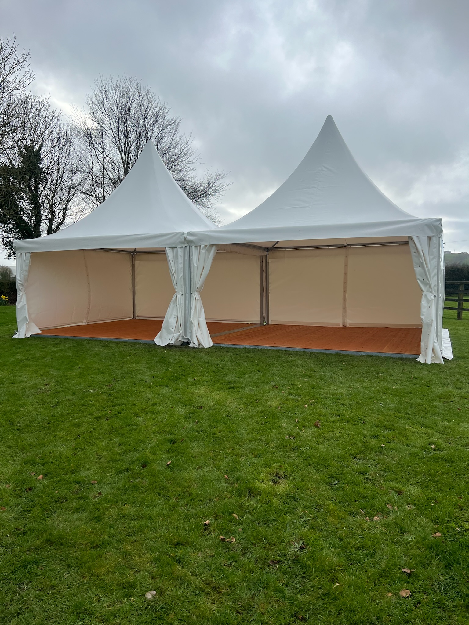 Pagoda marquee garden party setup