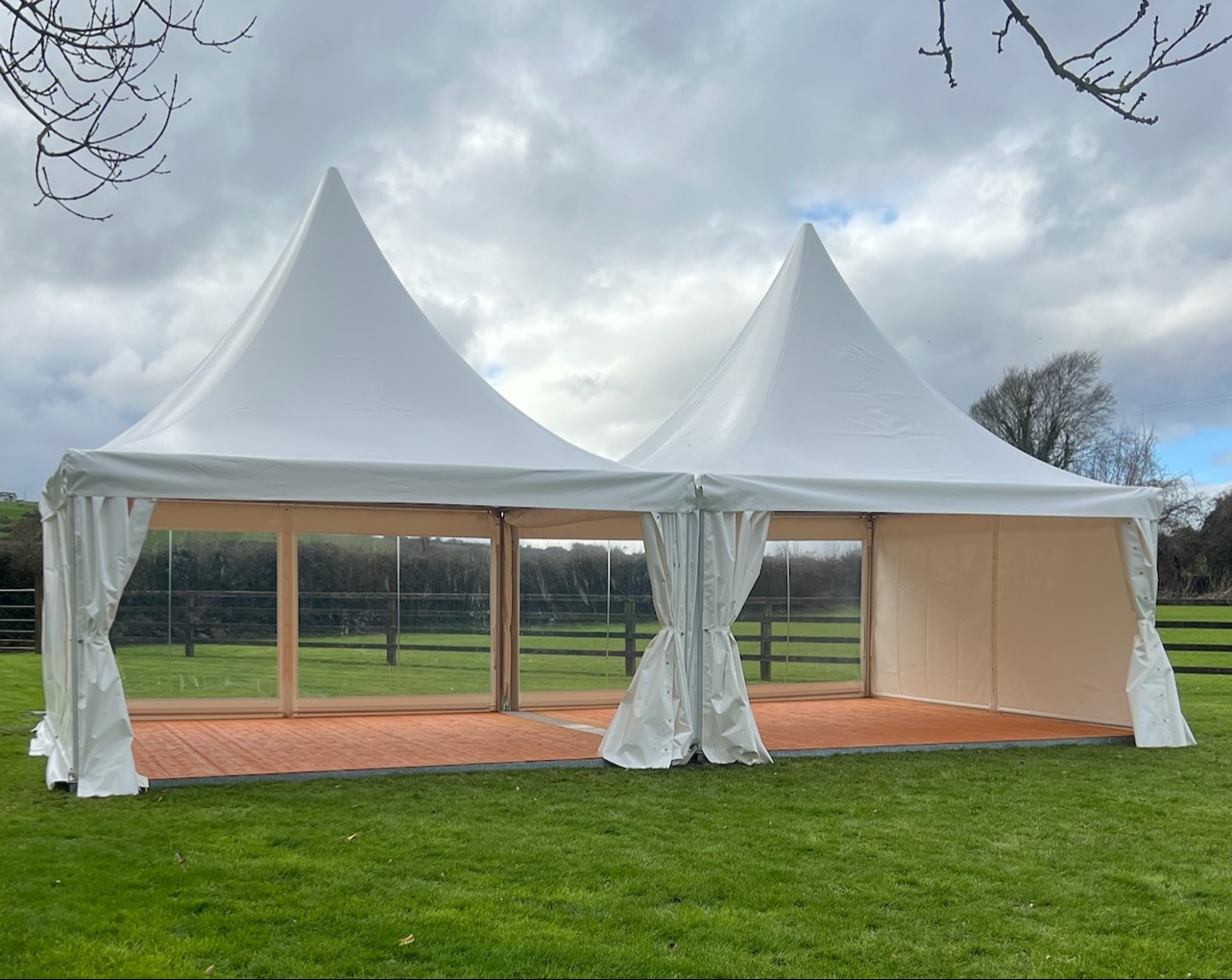 Vertex Marquees double pagoda marquee setup in Limerick